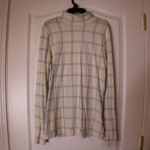 Lands End Cream and Blue Striped Turtleneck